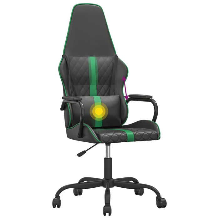 Sedia da Gaming Massaggiante Verde e Nera in Similpelle 345560