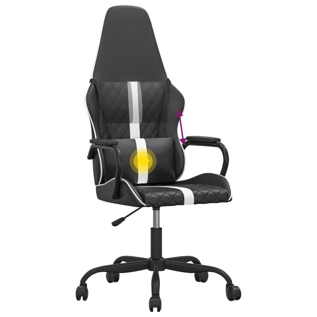 Sedia da Gaming Massaggiante Bianco e Nero in Similpelle 345562