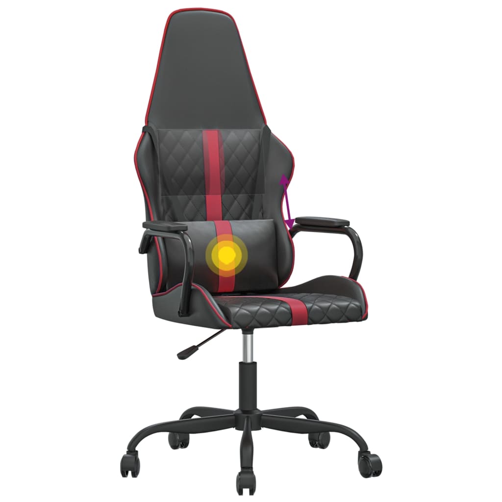 Sedia da Gaming Massaggiante Rosso Vino e Nero in Similpelle 345564