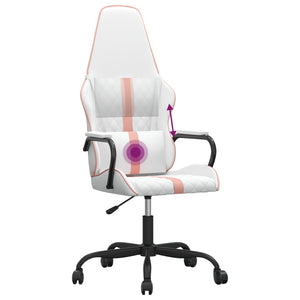 Sedia da Gaming Massaggiante Rosa e Bianca in Similpelle 345565