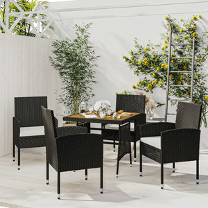 Set da Pranzo per Giardino 5 pz in Polyrattan Nero cod mxl 37584