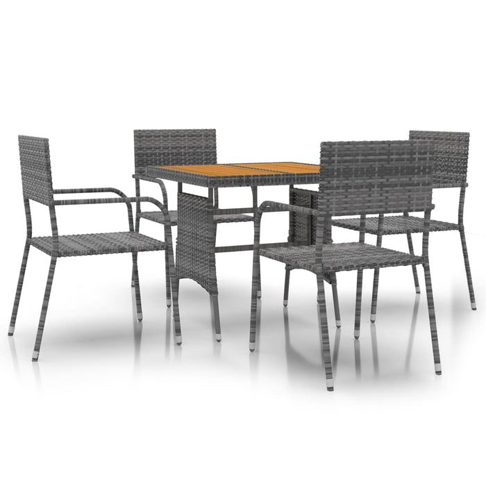 Set da Pranzo per Esterni 5 pz in Polyrattan Grigio cod mxl 34110