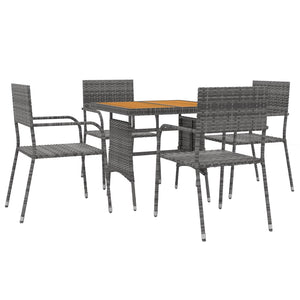 Set da Pranzo per Esterni 5 pz in Polyrattan Grigio cod mxl 34110