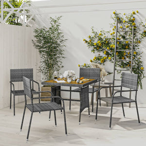 Set da Pranzo per Esterni 5 pz in Polyrattan Grigio cod mxl 34110