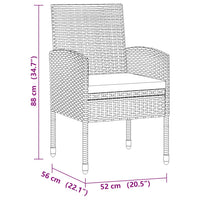 Set da Pranzo per Esterni 3 pz in Polyrattan Grigio 3120094