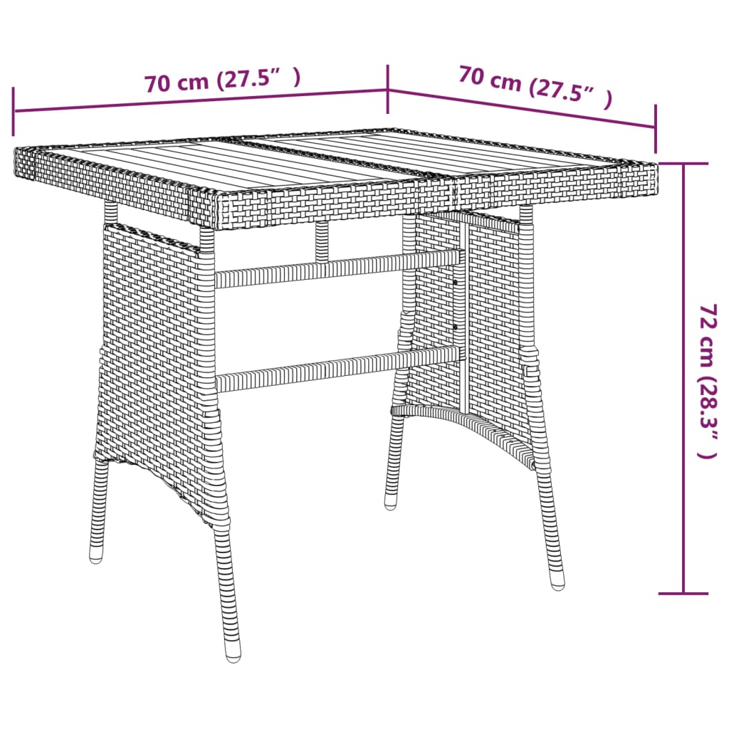 Set da Pranzo per Esterni 3 pz in Polyrattan Grigio cod mxl 34861