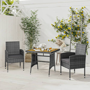 Set da Pranzo per Esterni 3 pz in Polyrattan Grigio cod mxl 34861