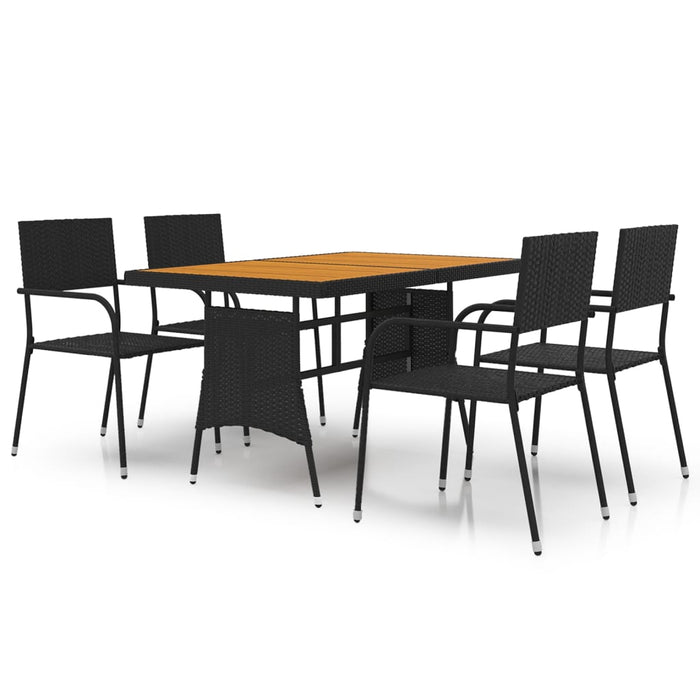 Set da Pranzo per Esterni 5 pz in Polyrattan Nero cod mxl 35372