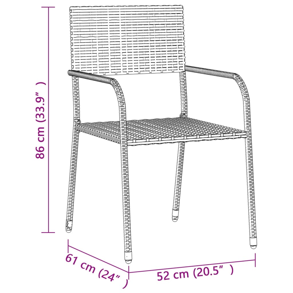 Set da Pranzo per Esterni 5 pz in Polyrattan Nero cod mxl 35372