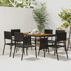 Set da Pranzo per Esterni 7 pz in Polyrattan Nero cod mxl 35662