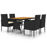 Set da Pranzo per Esterni 5 pz in Polyrattan Nero cod mxl 40900