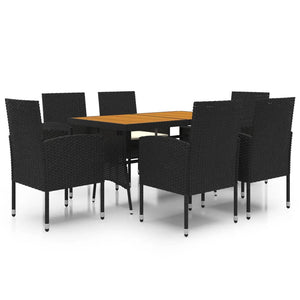 Set da Pranzo per Esterni 7 pz in Polyrattan Nero cod mxl 37572