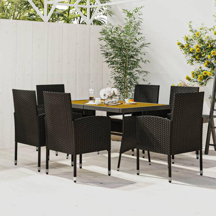 Set da Pranzo per Esterni 7 pz in Polyrattan Nero cod mxl 37572