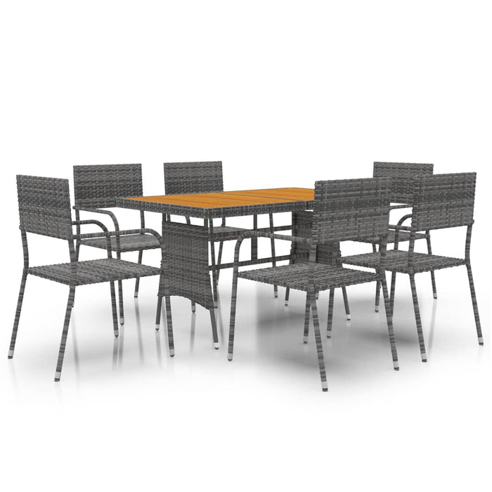 Set da Pranzo per Esterni 7 pz in Polyrattan Grigio cod mxl 38640