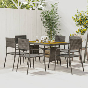 Set da Pranzo per Esterni 7 pz in Polyrattan Grigio cod mxl 38640