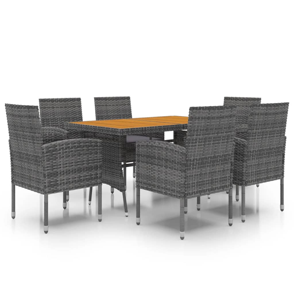 Set da Pranzo per Esterni 7 pz in Polyrattan Grigio cod mxl 35720