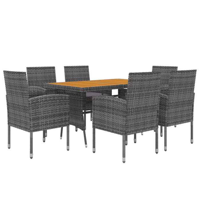 Set da Pranzo per Esterni 7 pz in Polyrattan Grigio cod mxl 35720