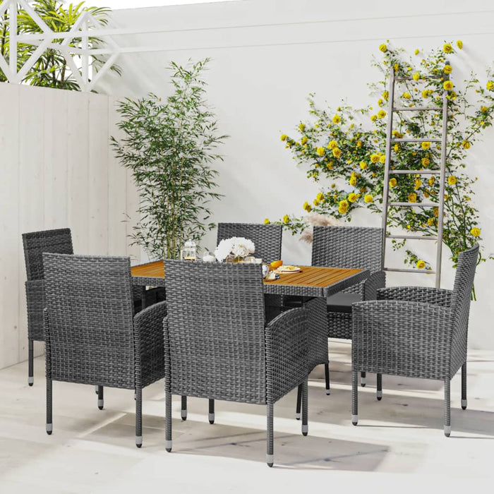 Set da Pranzo per Esterni 7 pz in Polyrattan Grigio cod mxl 35720