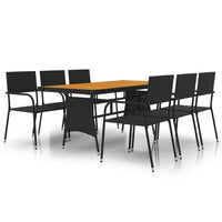 Set da Pranzo per Esterni 7 pz in Polyrattan Nero cod mxl 35661