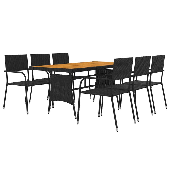 Set da Pranzo per Esterni 7 pz in Polyrattan Nero cod mxl 35661