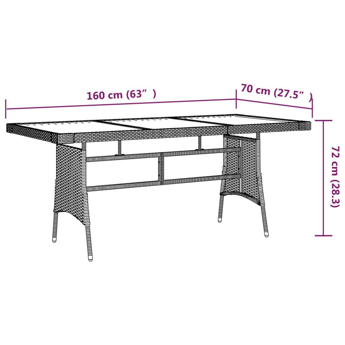 Set da Pranzo per Esterni 7 pz in Polyrattan Nero cod mxl 35661