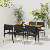 Set da Pranzo per Esterni 7 pz in Polyrattan Nero cod mxl 35661