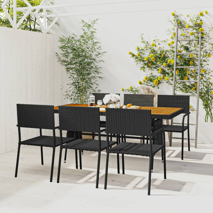 Set da Pranzo per Esterni 7 pz in Polyrattan Nero cod mxl 35661