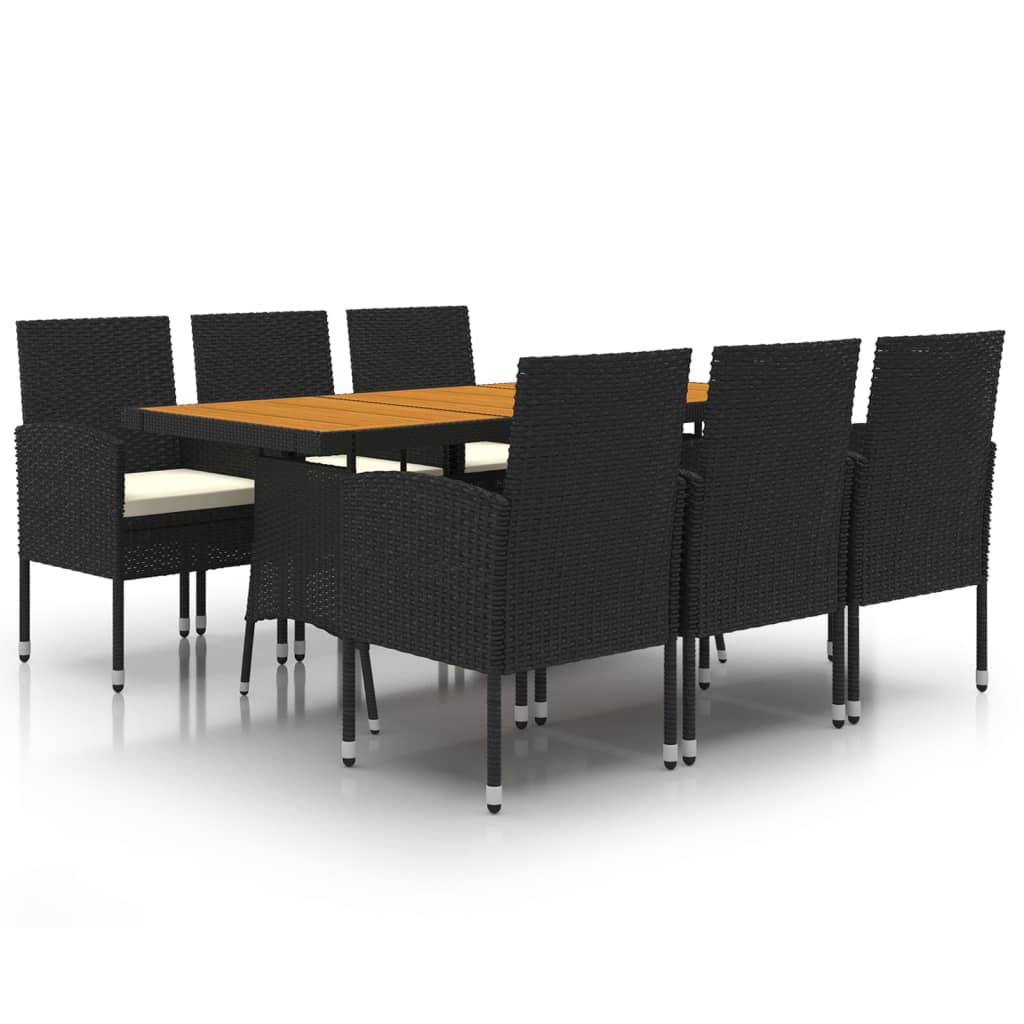 Set da Pranzo per Esterni 7 pz in Polyrattan Nero cod mxl 37578