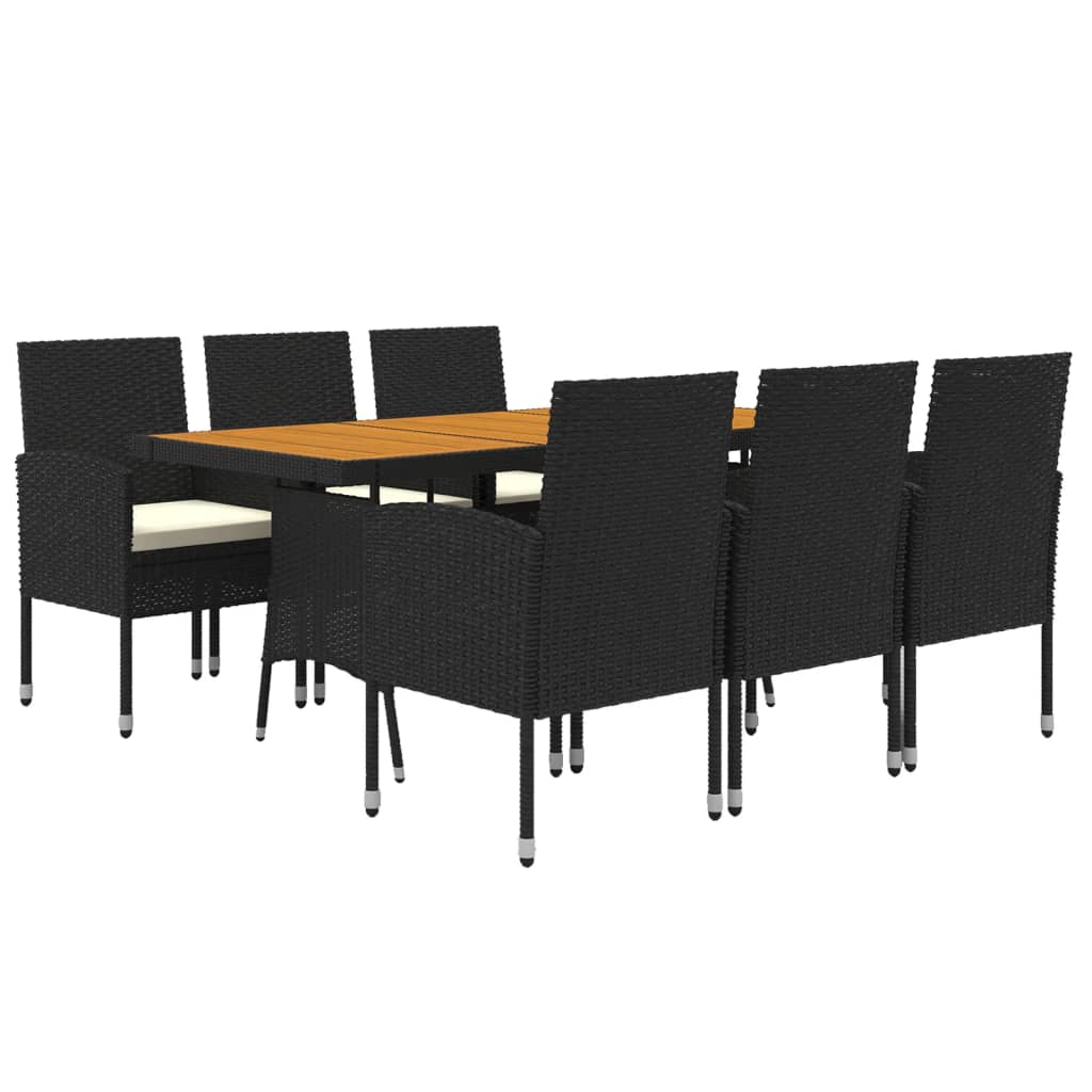 Set da Pranzo per Esterni 7 pz in Polyrattan Nero cod mxl 37578