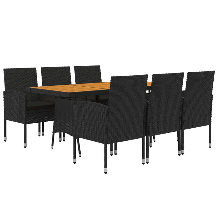 Set da Pranzo per Esterni 7 pz in Polyrattan Nero cod mxl 43922