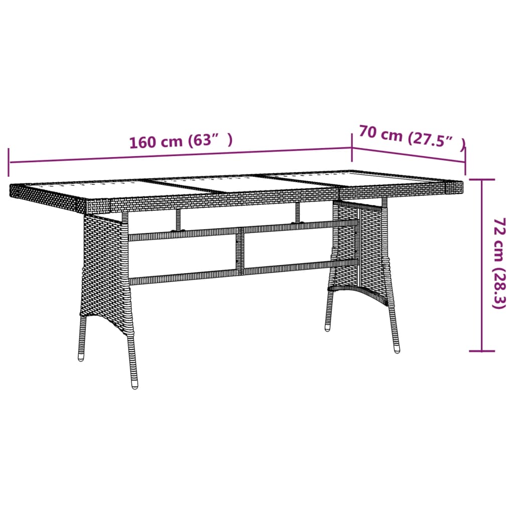 Set da Pranzo per Esterni 7 pz in Polyrattan Nero cod mxl 43922