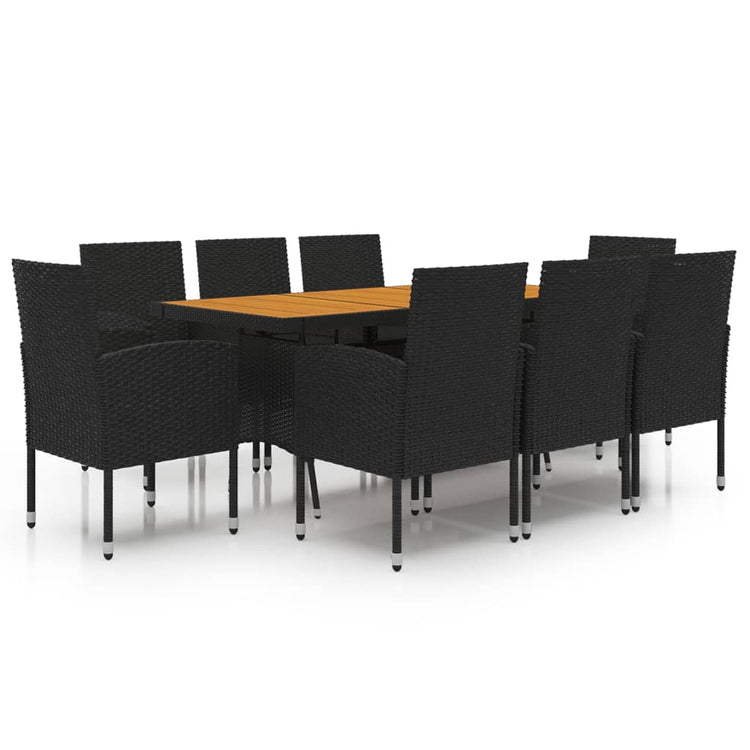 Set da Pranzo per Esterni 9 pz in Polyrattan Nero cod mxl 34859