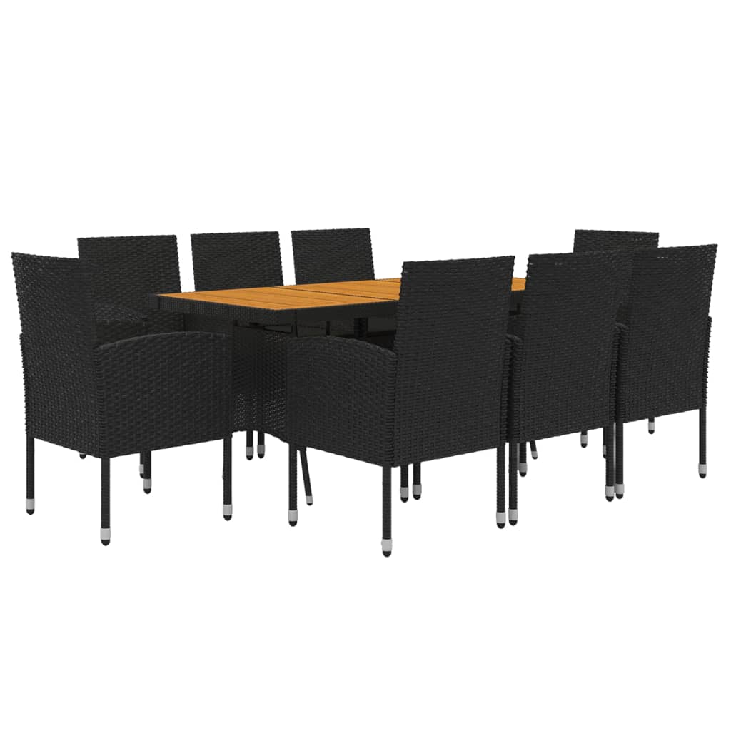 Set da Pranzo per Esterni 9 pz in Polyrattan Nero cod mxl 34859