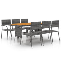 Set da Pranzo per Esterni 7 pz in Polyrattan Grigio cod mxl 38641