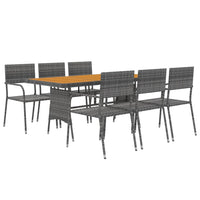 Set da Pranzo per Esterni 7 pz in Polyrattan Grigio cod mxl 38641