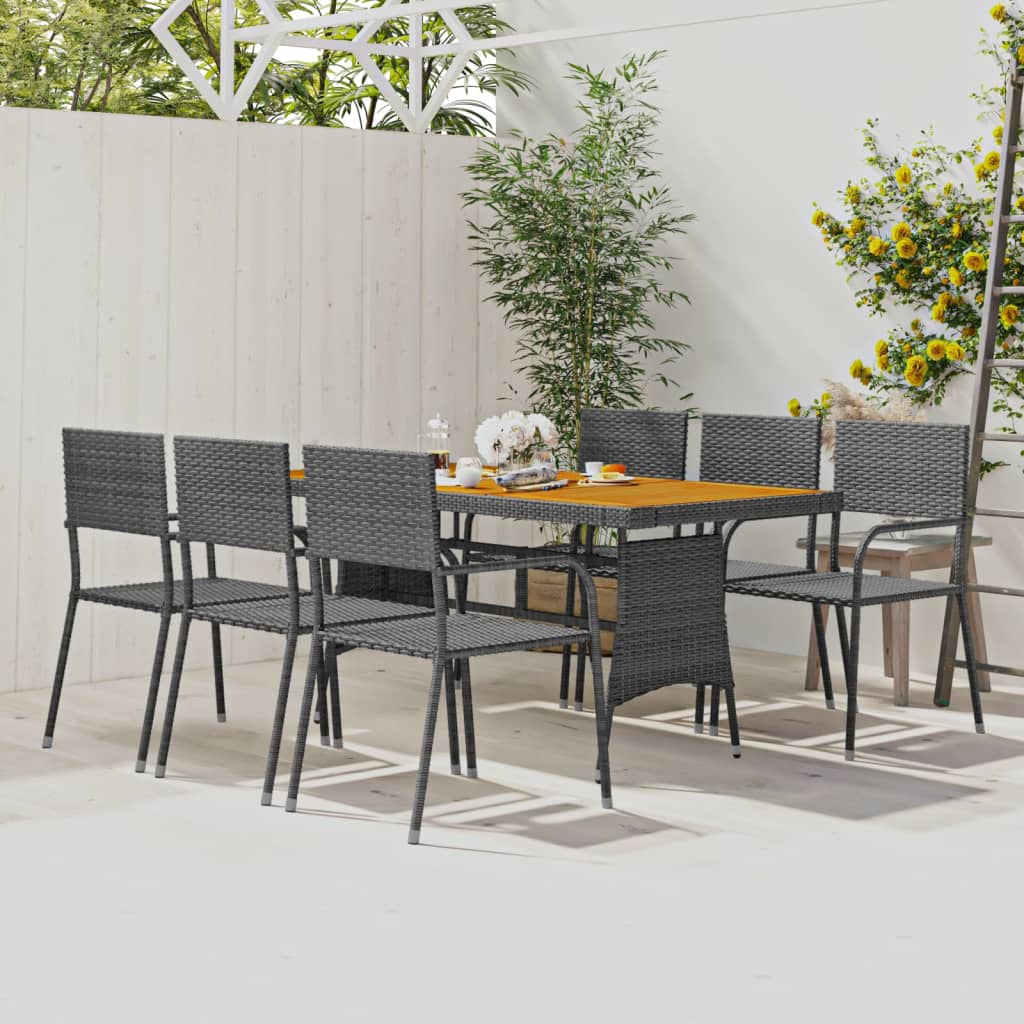 Set da Pranzo per Esterni 7 pz in Polyrattan Grigio cod mxl 38641