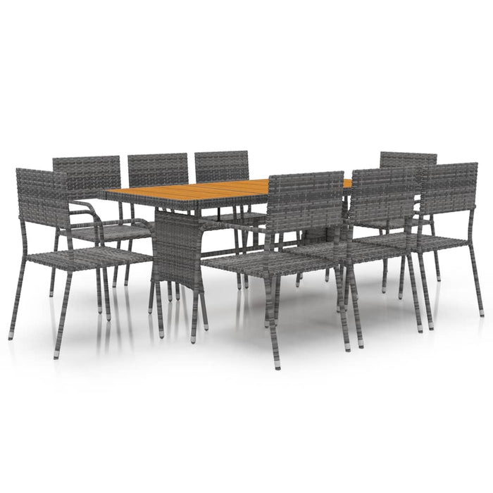 Set da Pranzo per Esterni 9 pz in Polyrattan Grigio cod mxl 51672