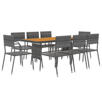 Set da Pranzo per Esterni 9 pz in Polyrattan Grigio cod mxl 51672