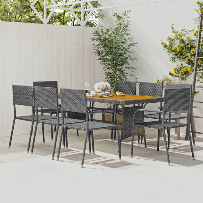 Set da Pranzo per Esterni 9 pz in Polyrattan Grigio cod mxl 51672