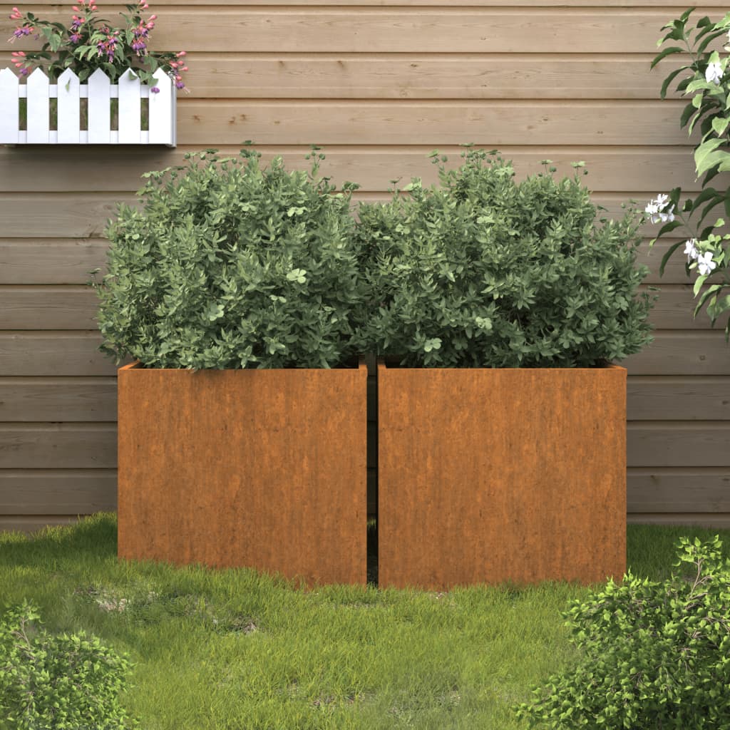 Fioriere 2 pz 42x40x39 cm Acciaio Corten 821550