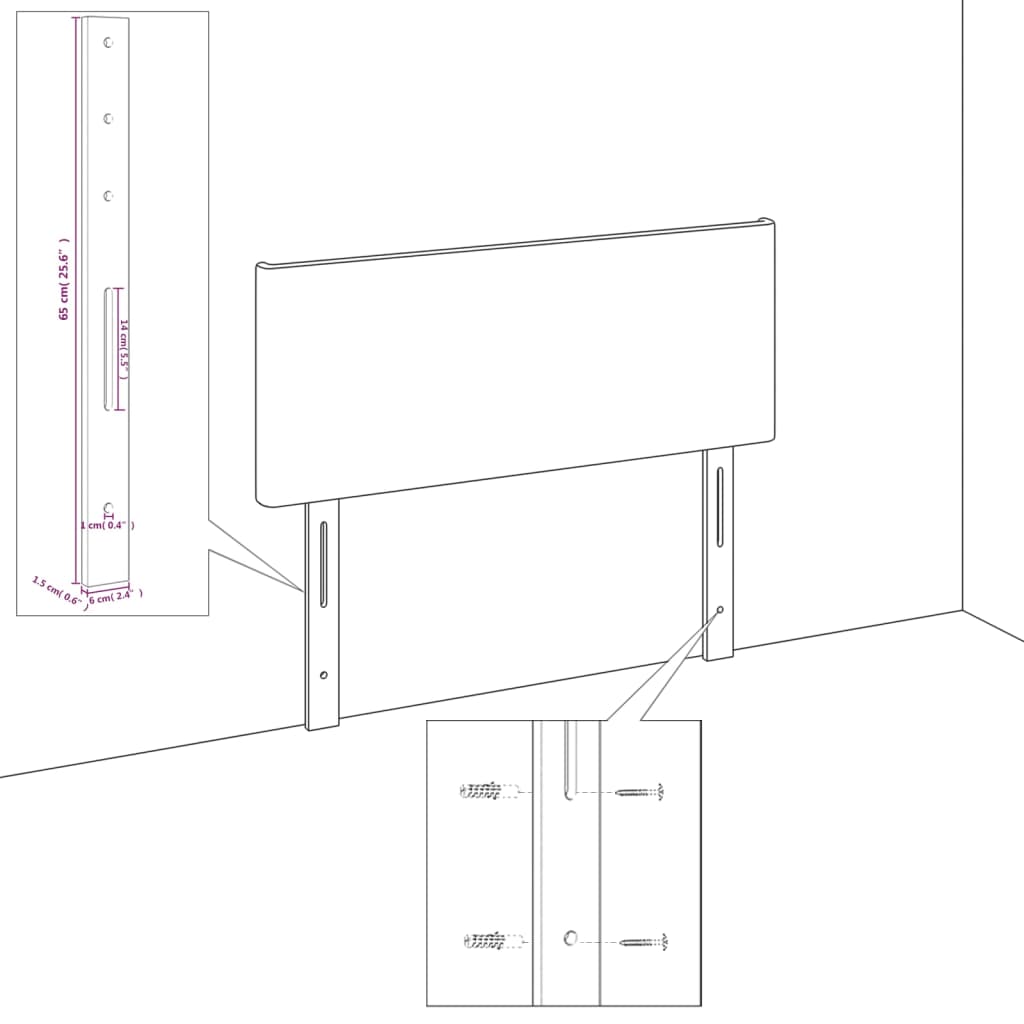 Testiera Nera 100x5x78/88 cm in Tessuto 345766