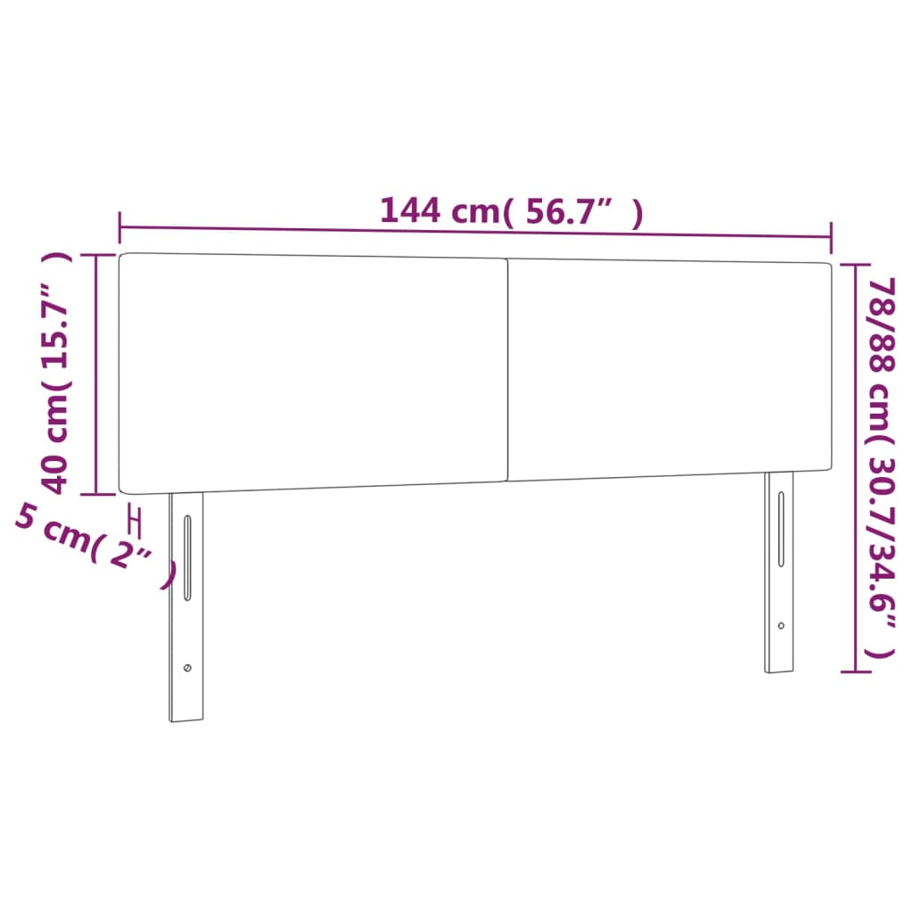 Testiere 2 pz Grigio Chiaro 72x5x78/88 cm in Velluto cod mxl 49727