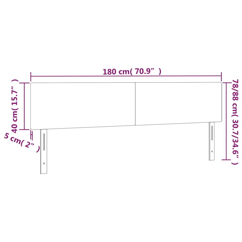 Testiera 2 pz Nera 90x5x78/88 cm in Tessuto 345826