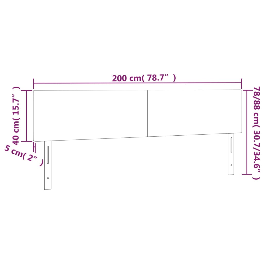 Testiere 2 pz Nero 100x5x78/88 cm in Tessuto 345846