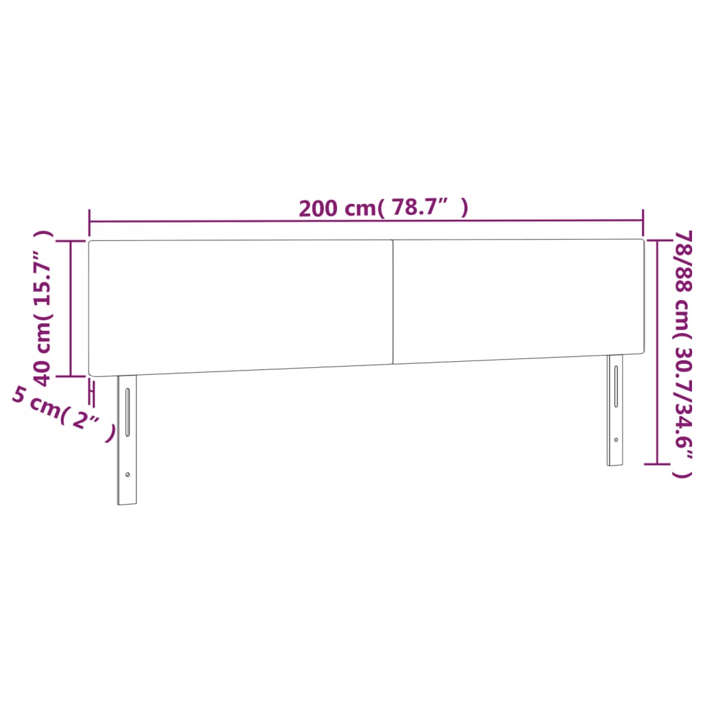 Testiere 2 pz Grigio Scuro 100x5x78/88 cm in Velluto cod mxl 53952