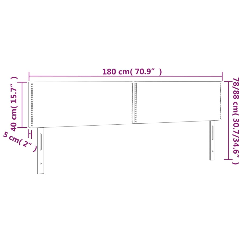 Testiera 2 pz Nera 90x5x78/88 cm in Tessuto cod mxl 48941