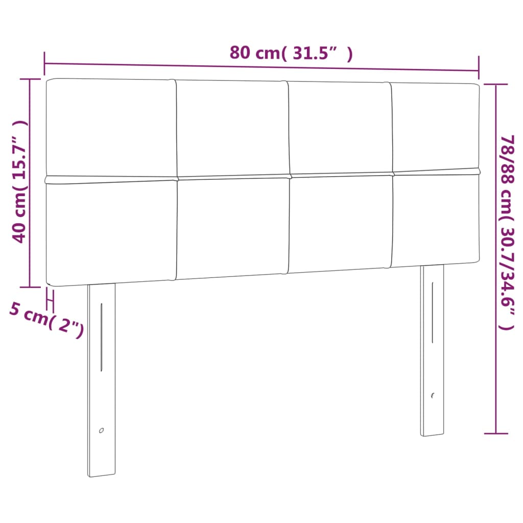 Testiera Nera 80x5x78/88 cm in Velluto 346014