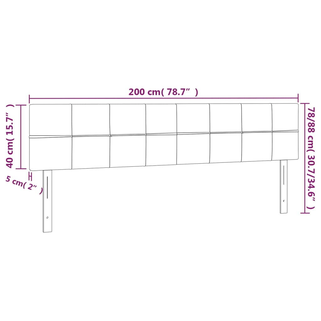 Testiera 2 pz Tortora 100x5x78/88 cm in Tessuto 346092