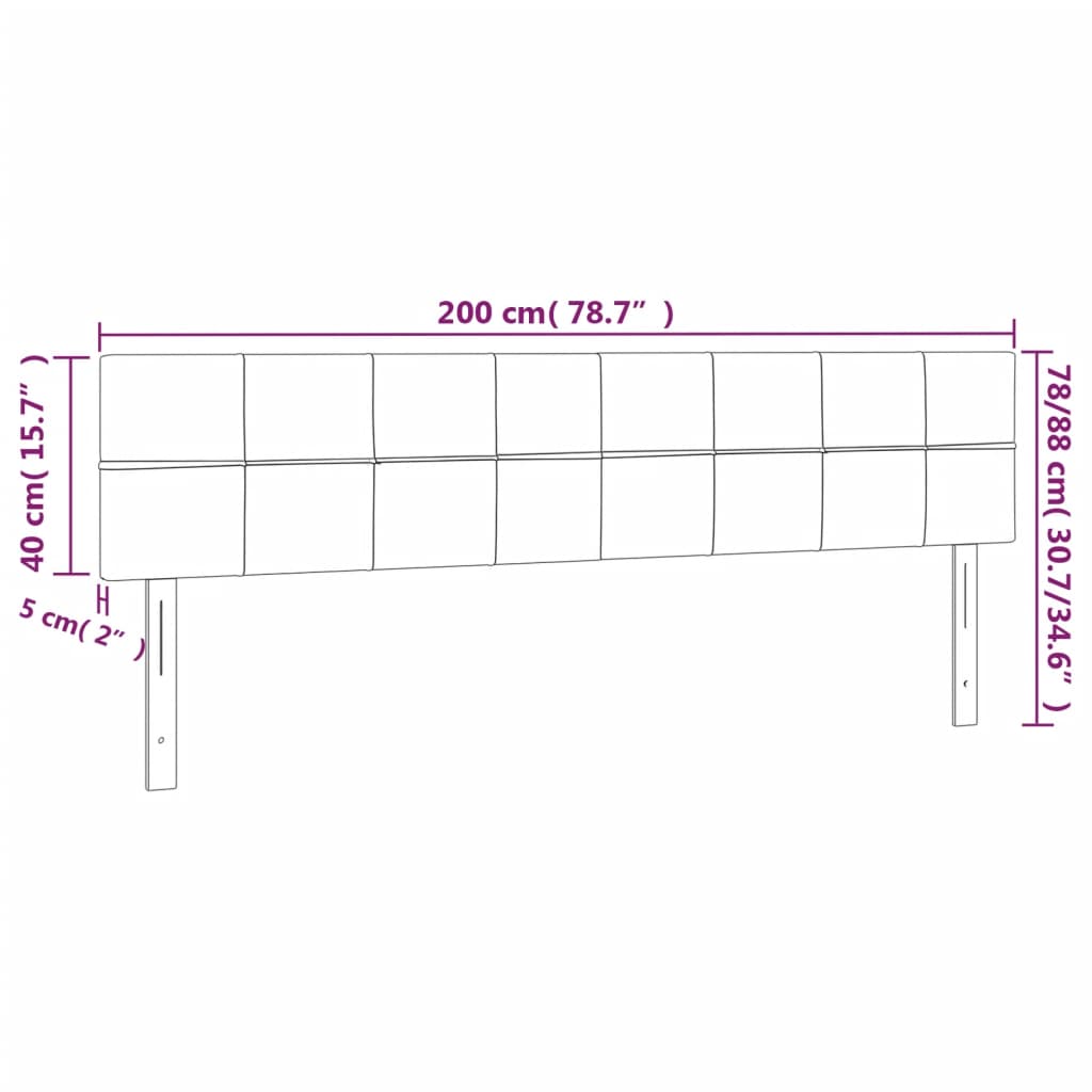 Testiere 2 pz Grigio Scuro 100x5x78/88 cm in Velluto 346097