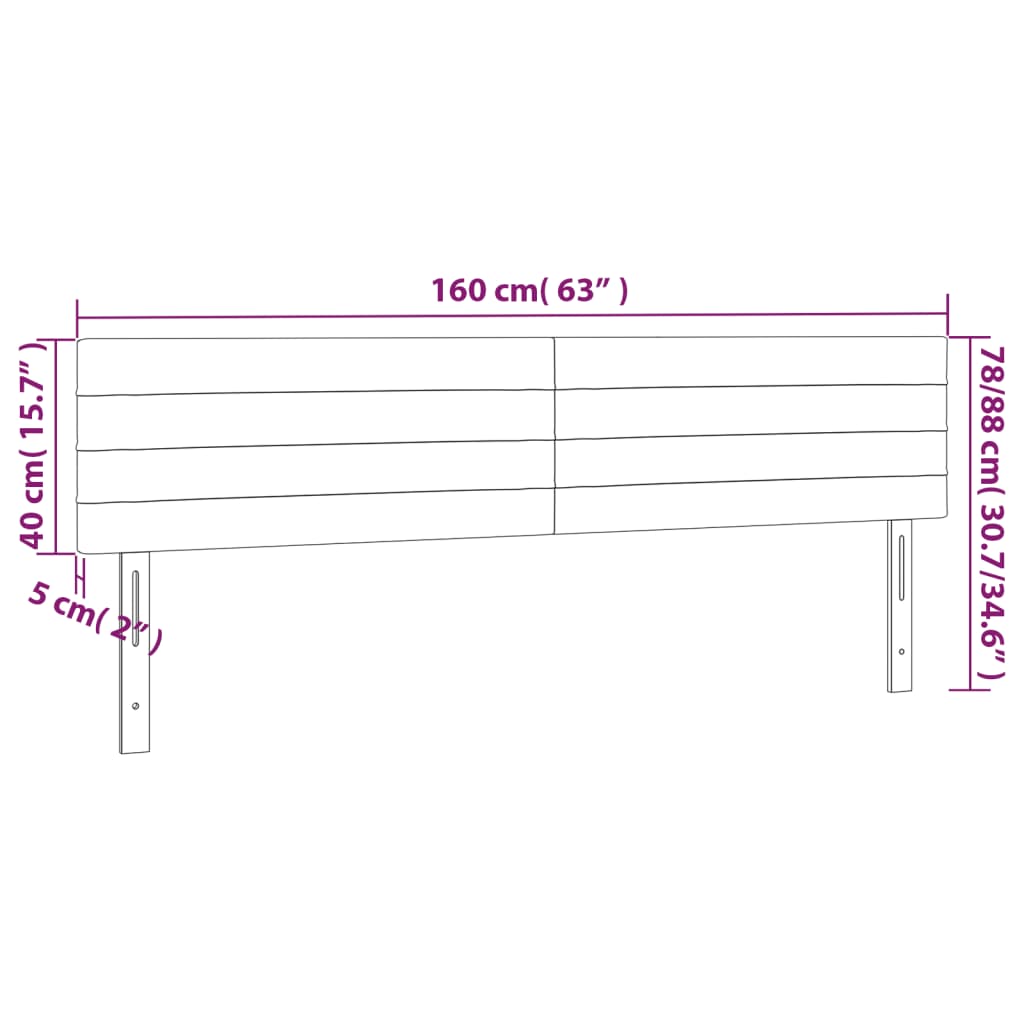 Testiera 2 pz Nera 80x5x78/88 cm in Tessuto 346160